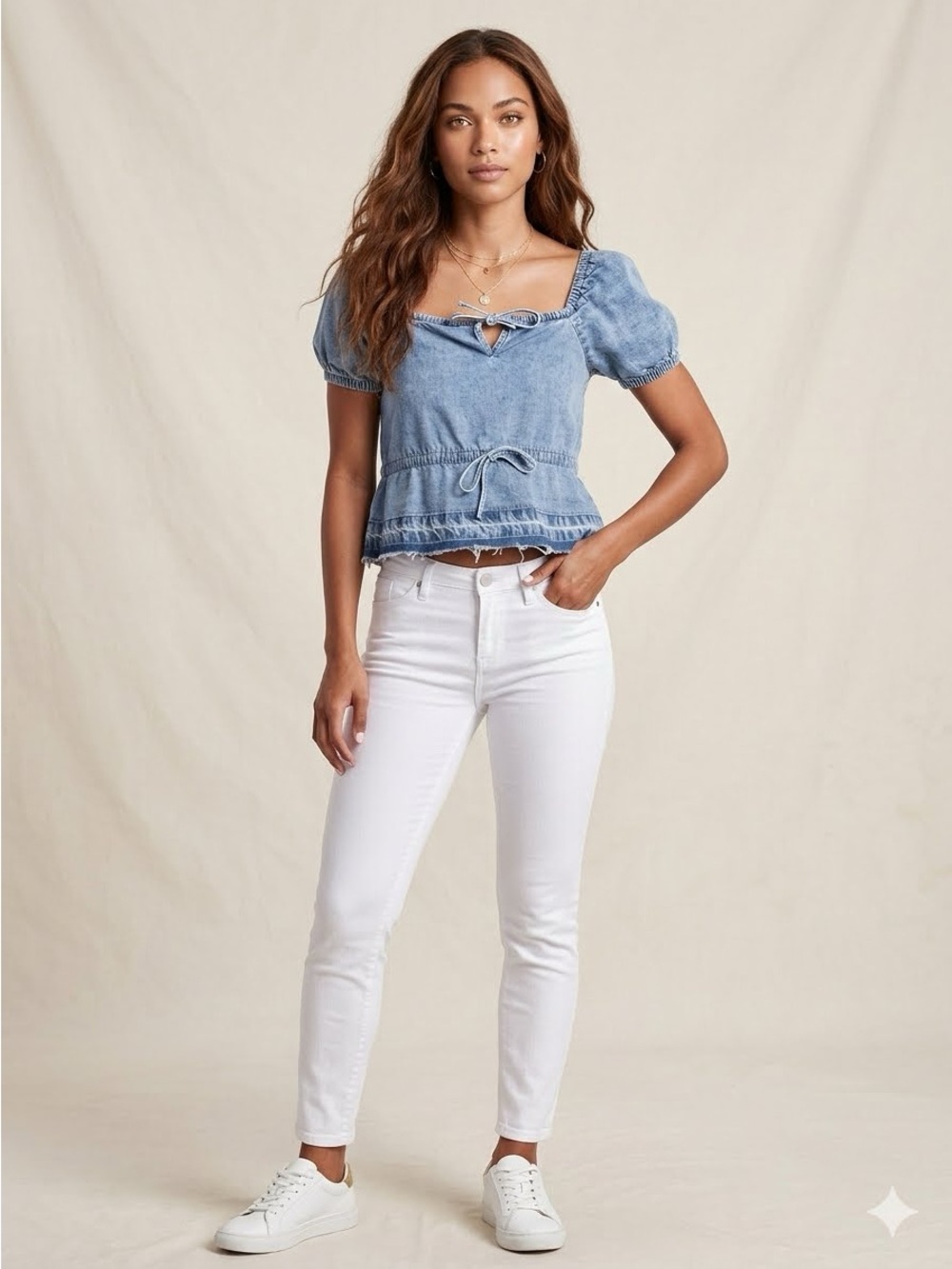 Dear John Mia Denim Crop Top | Size Small | Shierro | NWT - Picture 2 of 7